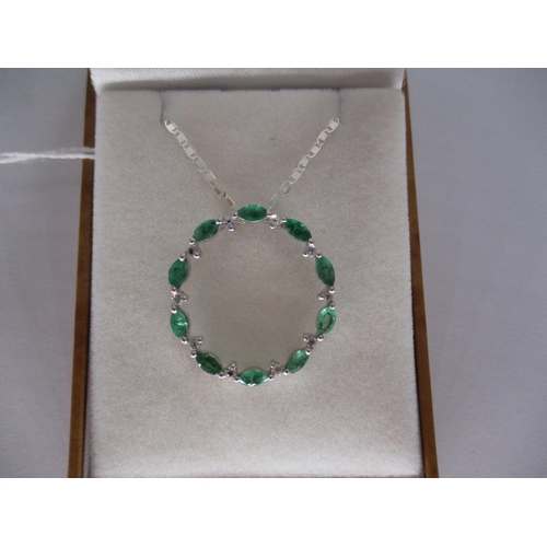 361 - Emerald and White Topaz Pendant and Chain