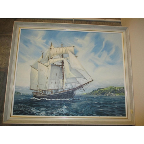 374 - John Cheetham, Oil on Canvas, Tall Masted Ship, 44x55cm