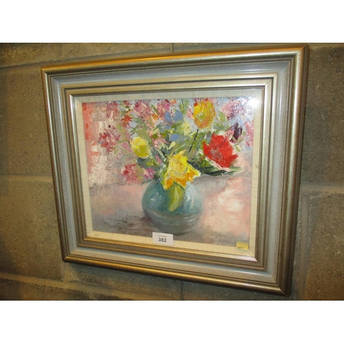 382 - Margaret Law, Oil Painting, Spring Flowers, 24x29cm