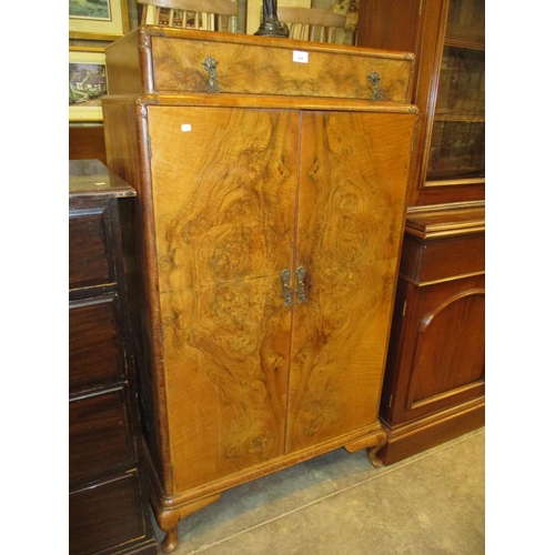 544 - 1920's Figured Walnut Gentlemans Wardrobe