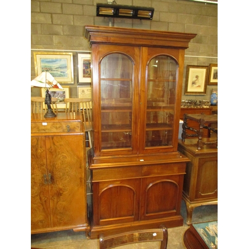 545 - Victorian Style Mahogany Cabinet Bookcase, 113cm