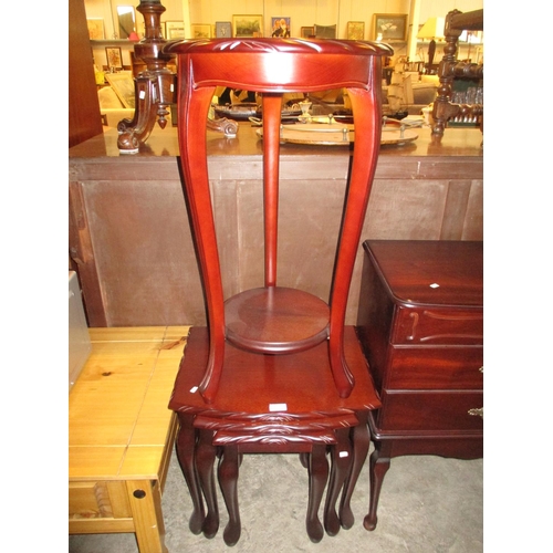 552 - Reproduction Mahogany Nest of 3 Tables and Plant Table