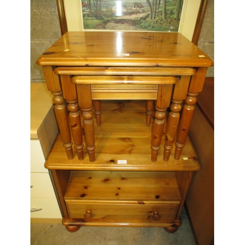 578 - Pine Nest of 3 Tables and TV Unit