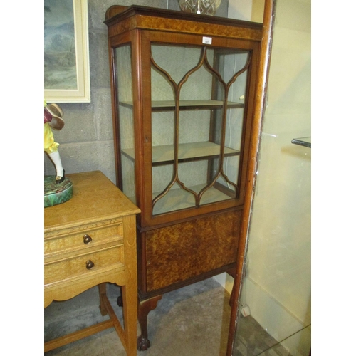 591 - 1920's Figured Walnut Tall Display Cabinet, 57cm