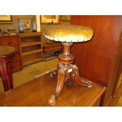 547 - Victorian Walnut Tripod Piano Stool