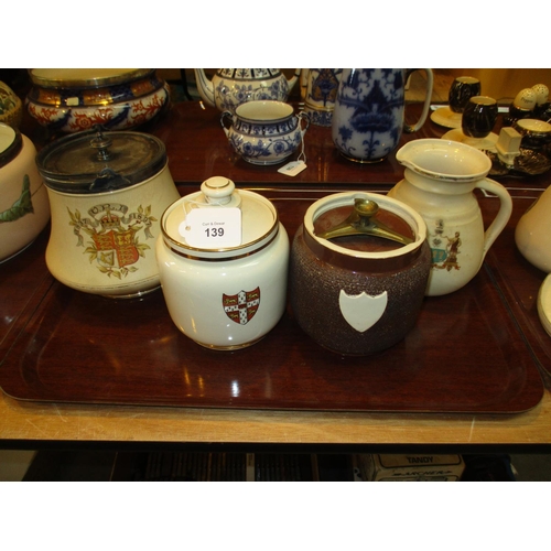 139 - Two MacIntyre Pottery Tobacco Jars, Biscuit Box and Jug