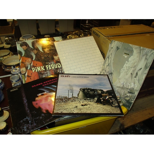 142 - Box of LPs including Pink Floyd, Iron Maiden, Rush etc