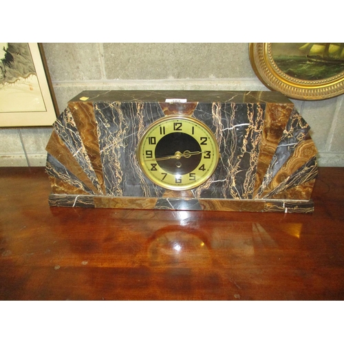 183 - Art Deco Marble Mantel Clock Fitted with a Battery Movement