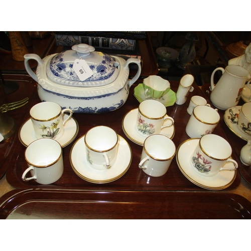 69 - Adams Blue Butterfly Tureen, Royal Worcester Coffee Set, Miniature Royal Worcester Cup etc