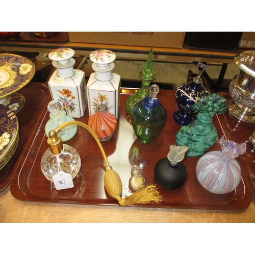 91 - Pair of German Porcelain Scent Bottles and 10 Glass Scent Bottles