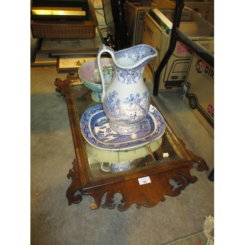 96 - Victorian Pottery Ewer, Ashet and Punch Bowl Chinese Porcelain Box and a Wall Mirror