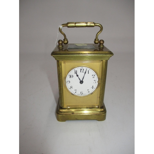 423 - Small Brass and Bevelled Glass Carriage Clock, 8cm high