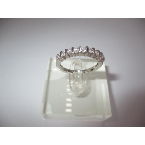 456 - 18K White Gold 9 Stone Diamond Ring, 4g, Size N