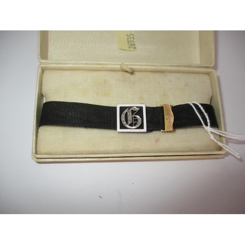 478 - 9ct Gold Diamond and Enamel Mourning Band