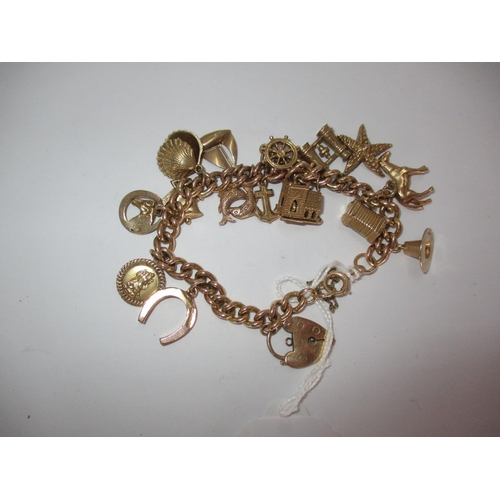 9ct Gold Charm Bracelet, 47.1g