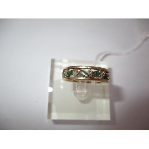 508 - Emerald and Diamond Openwork Eternity Ring, 4.1g, Size P