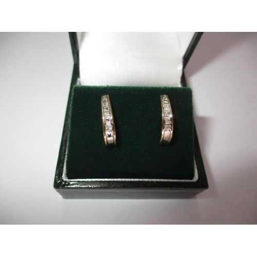 547 - 9ct Gold Baguette Diamond Earrings