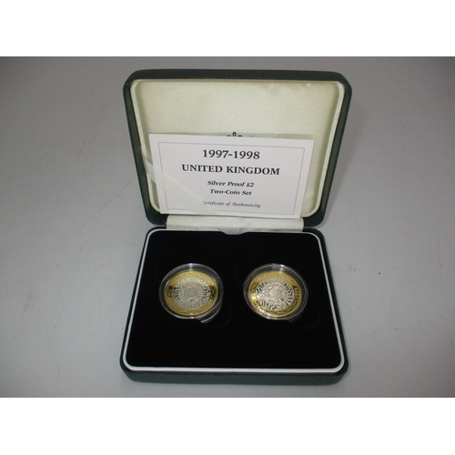 561 - Royal Mint 1997-1998 Silver Proof £2 Two Coin Set