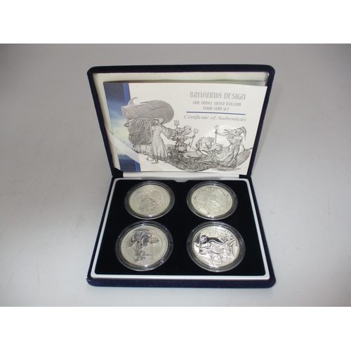 563 - Royal Mint Britannia Design One Ounce Silver Bullion Four Coin Set