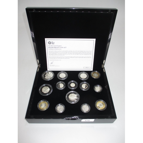 570 - Royal Mint 2014 UK Silver Proof Coin Set No. 0157