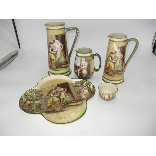 582 - Three MacIntyre Pottery Cries of London Jugs, Small Dish and Trinket Tray