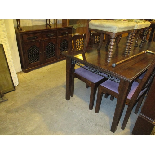 651 - Eastern Hardwood and Metal Sideboard, Table and 6 Chairs