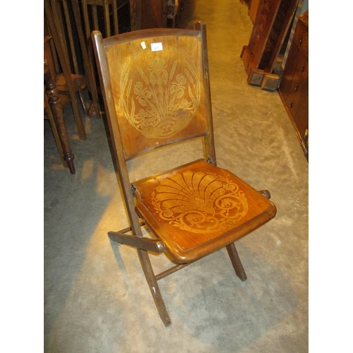 671 - Set of 7 Early 20th Century Stencil Decorated Folding Chairs