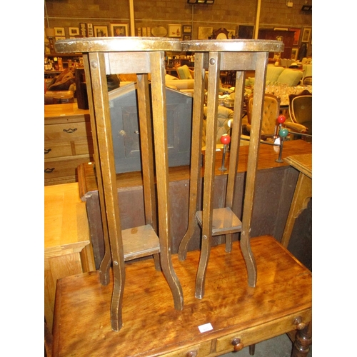 672 - Pair of Oak Plant Tables