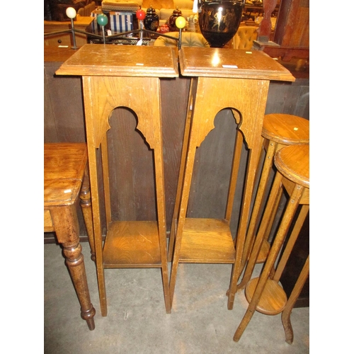 674 - Pair of Oak Plant Tables