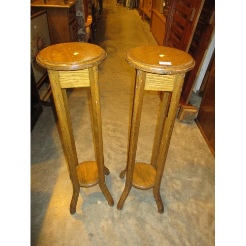 675 - Pair of Oak Plant Tables