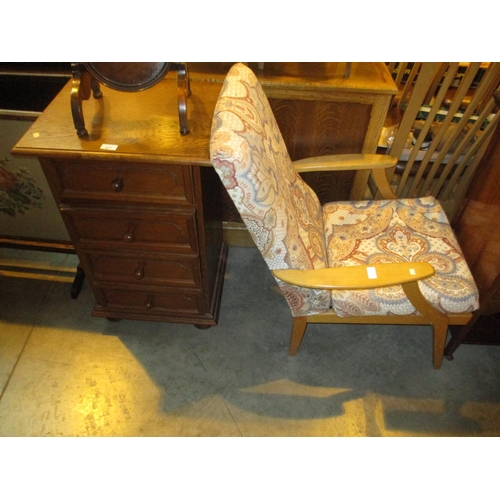 677 - Oak Chest of 4 Drawers and a Fireside Chair