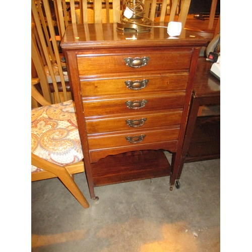 678 - Edwardian 5 Drawer Music Chest