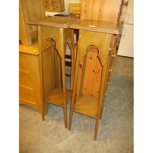 695 - Pair of Oak Plant Tables