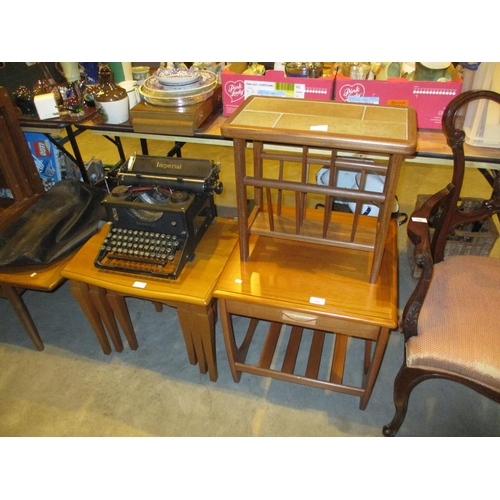 705 - Nest of 3 Tables, Lamp Table and News Rack