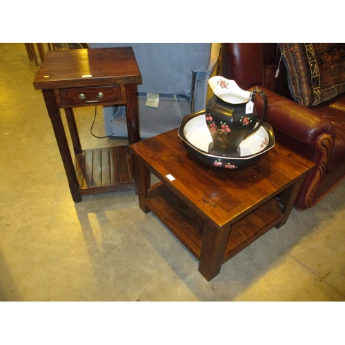 710 - Hardwood Single Drawer Lamp Table and Similar Coffee Table