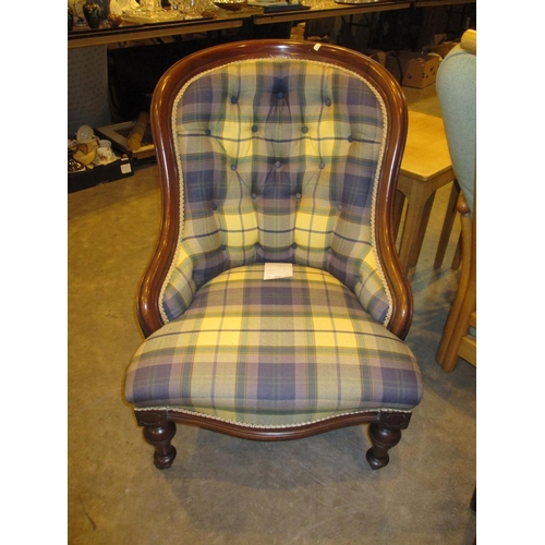 714 - Victorian Mahogany and Deep Buttoned Parlour Chair