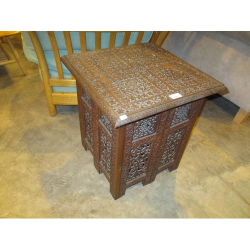 720 - Middle Eastern Carved Wood Coffee Table, 46cm square