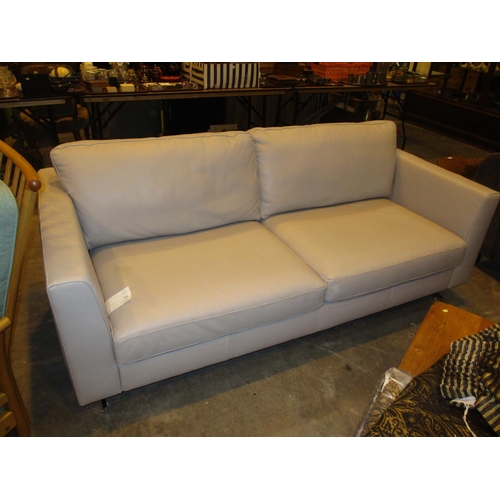 723 - Addison Grey Leather Settee on Chromed Legs