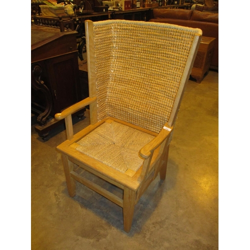 734 - Orkney Chair having a Woven Seat and Back, Signed H. Randall 820