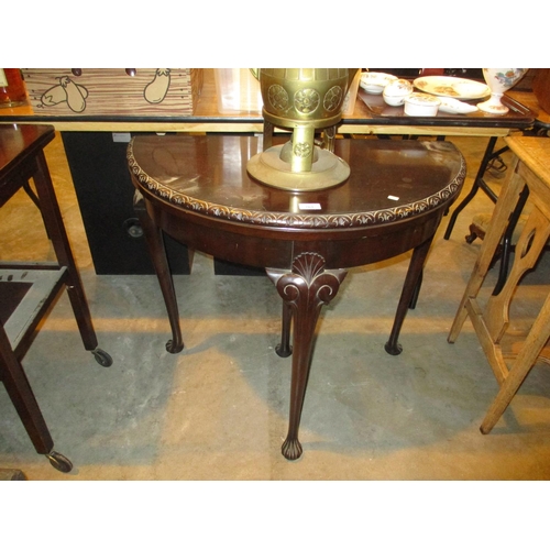 761 - 1920's Mahogany Demi Lune Fold Over Card Table