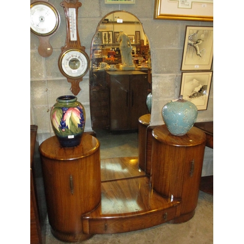 811 - 1950's Figured Walnut Cheval Mirror Dressing Table, 127cm