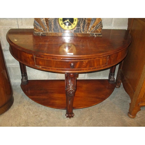 812 - Victorian Mahogany Demi Lune Hall Table, 113cm