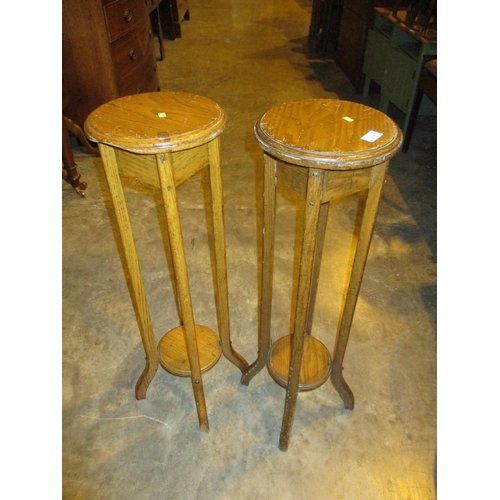 818 - Pair of Oak Plant Tables