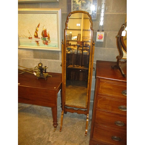 820 - Walnut Cheval Mirror