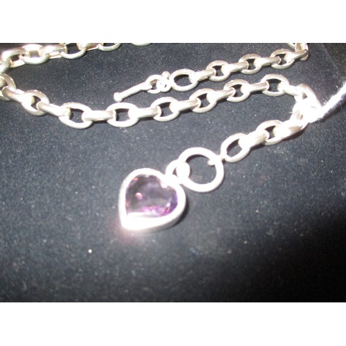 549 - Silver Necklace with Heart Drop