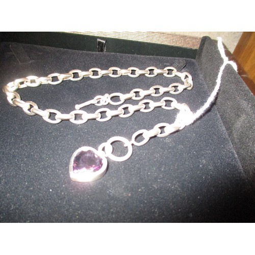 549 - Silver Necklace with Heart Drop