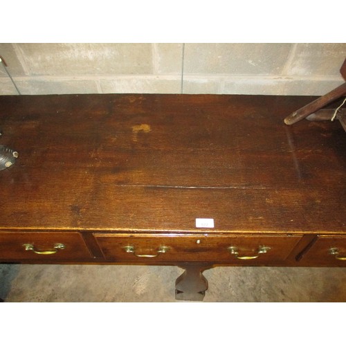 822 - 18th Century Oak 3 Drawer Dresser Base, 188cm