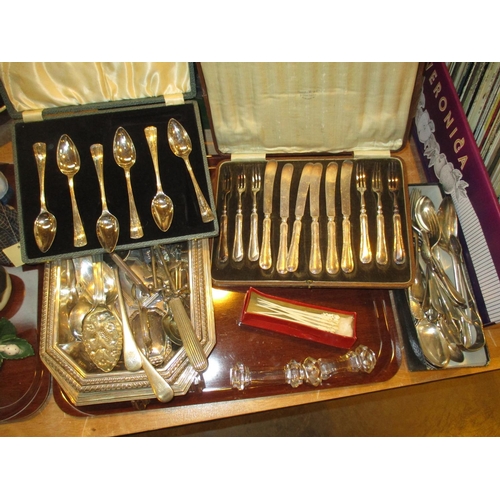 111 - Silver Plated Entrée Dishes, Cased and Loose Cutlery etc