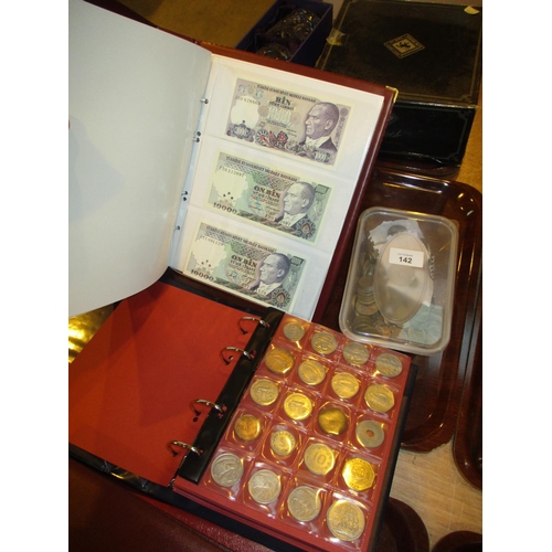 142 - Two Albums and Box of Coins and Banknotes