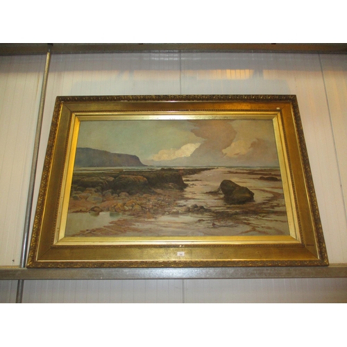 R. Wellesley Webster, Oil on Canvas, Extensive Coastal Scene, 75x125cm